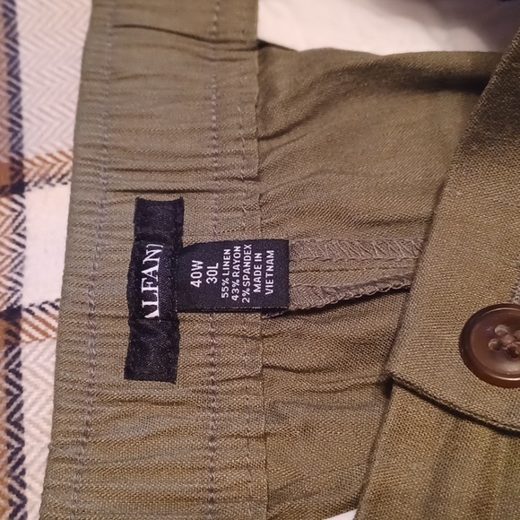 Mens Alfani green linen pants. Sz 40/32, elastic waist, single pleat - Picture 5 of 5